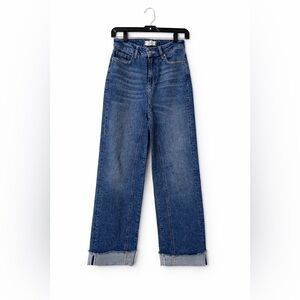We The Free Anthropologie Jeans High Rise Straight Leg Cuffed Hem Raw Edge